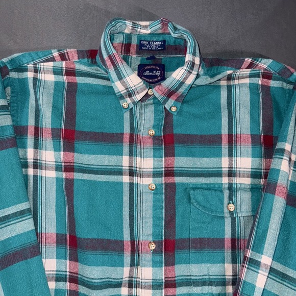 Allen Solly Shirt Mens Medium Kirk Flannel Plaid Button Up Casual Preppy - Picture 2 of 8